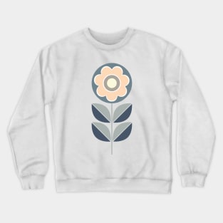 Retro Geometric Flower 5 in Blue, Grey and Peach Crewneck Sweatshirt